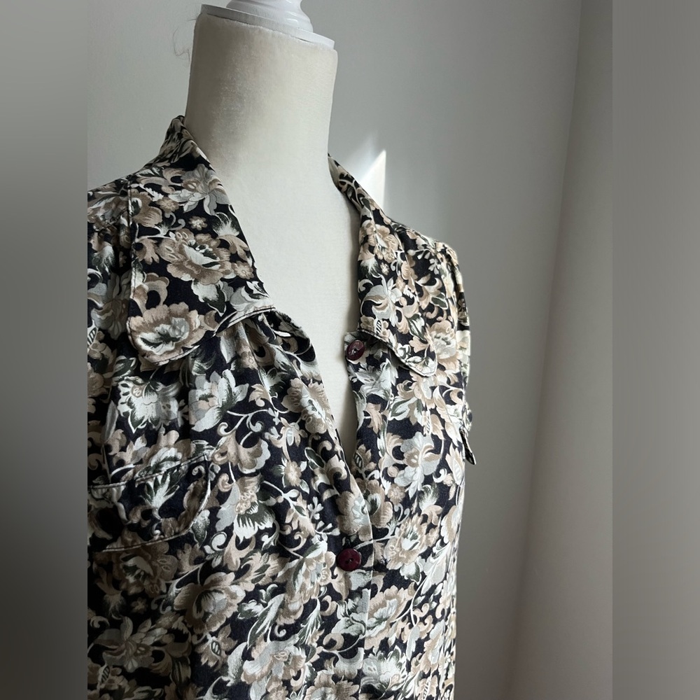 Vintage Floral Rayon Blouse 90s S-M